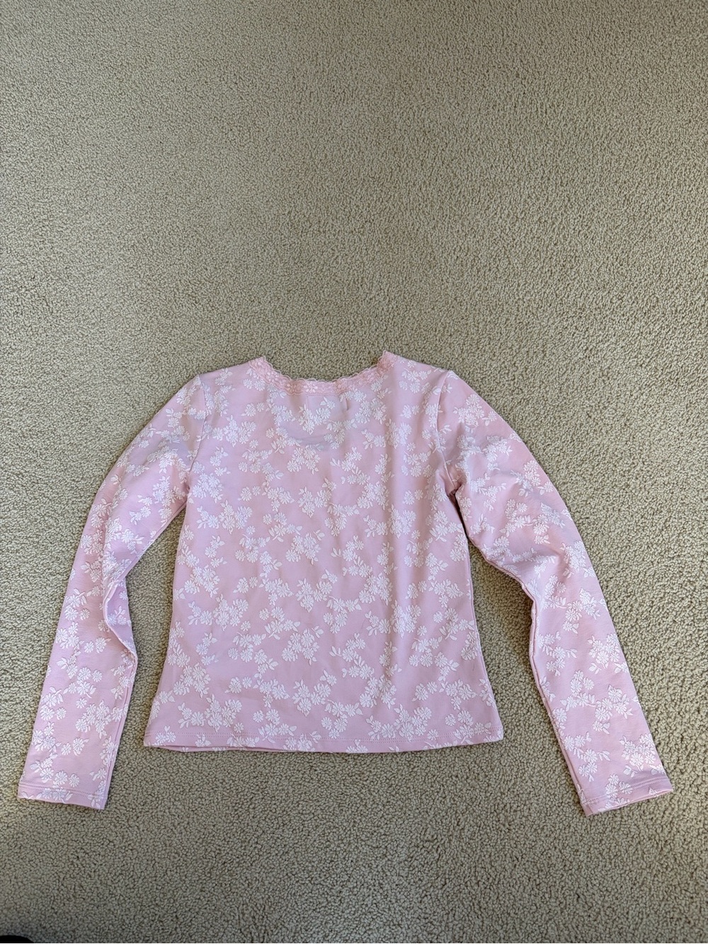 Old Navy Light Pink Floral Lace-Trim Long Sleeve Tee - Picture 4 of 4
